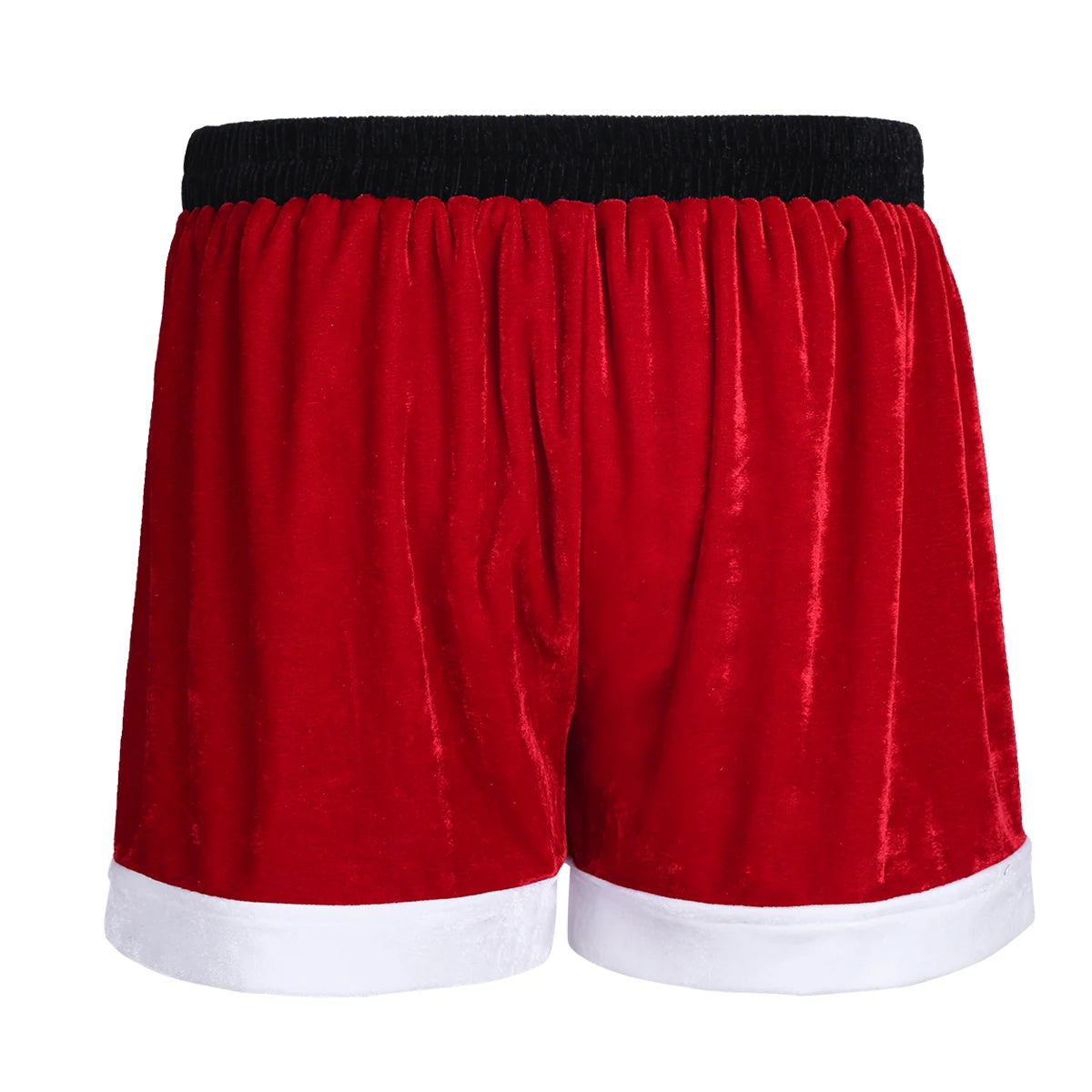 Red Mens Flannel Christmas Santa Claus Cosplay Costume Sexy Shorts Christmas Santa Boxer Shorts Panties Male Christmas Xmas Gift