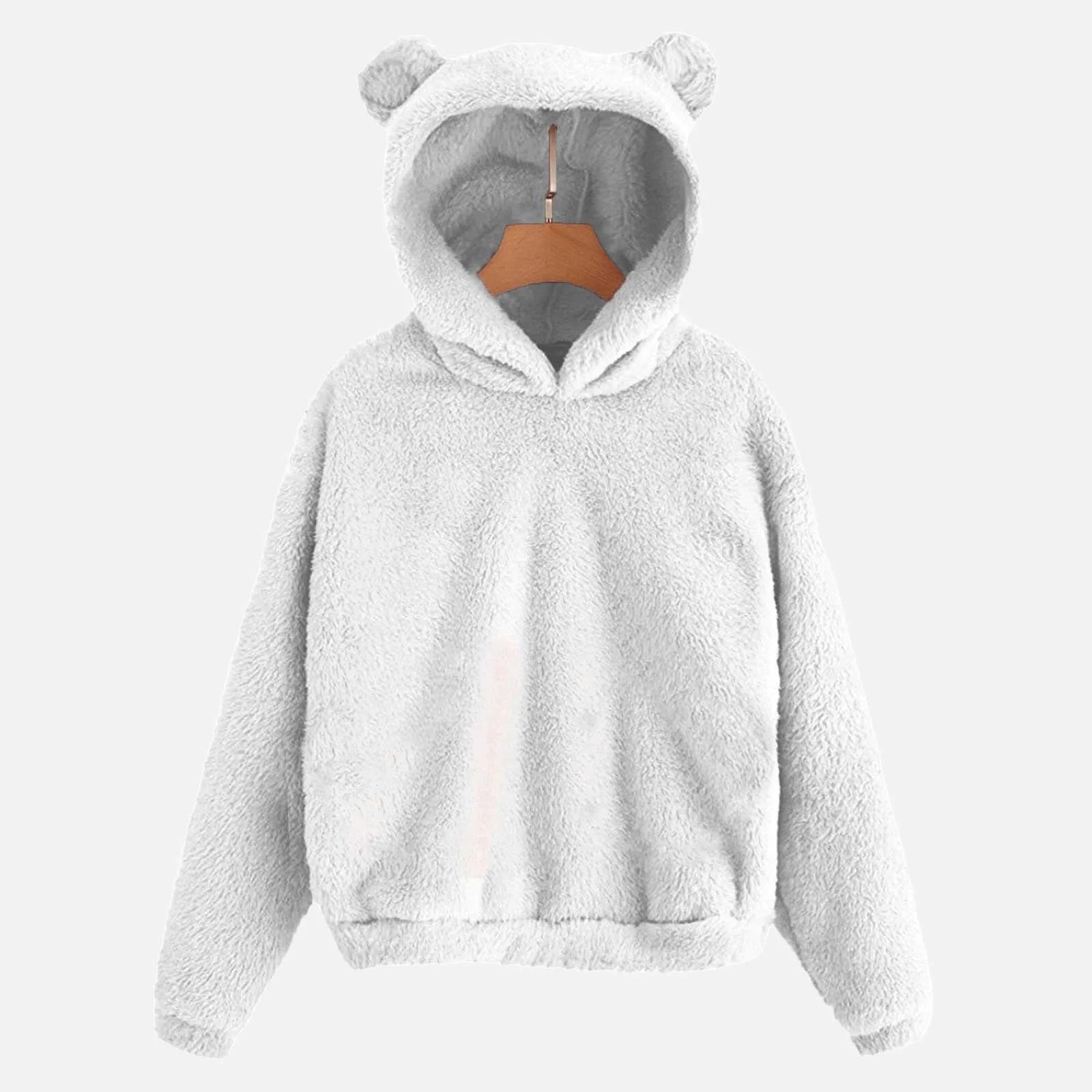 Cute Bear Ears Plush Hoodies Women 2024 Autumn Winter Pink Hoodie Long Sleeve Ladies Sweatshirt Sudaderas De Mujeres