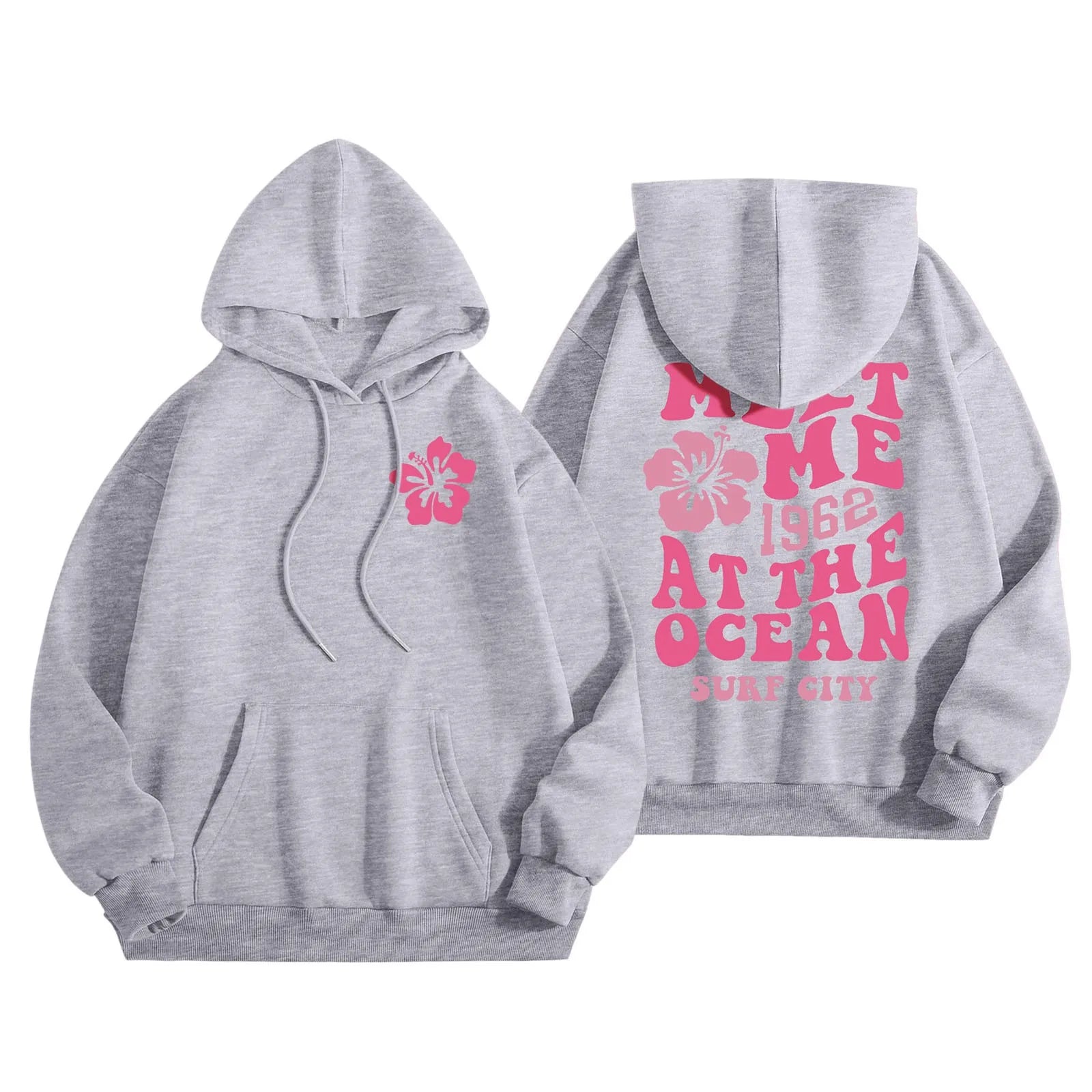 Hoodie Womens Letters Back Print Sweatshirts Long Sleeve Loose Trendy Pink Hoodies   Hooded Sweatshirt Streetwear Aesthetic Tops