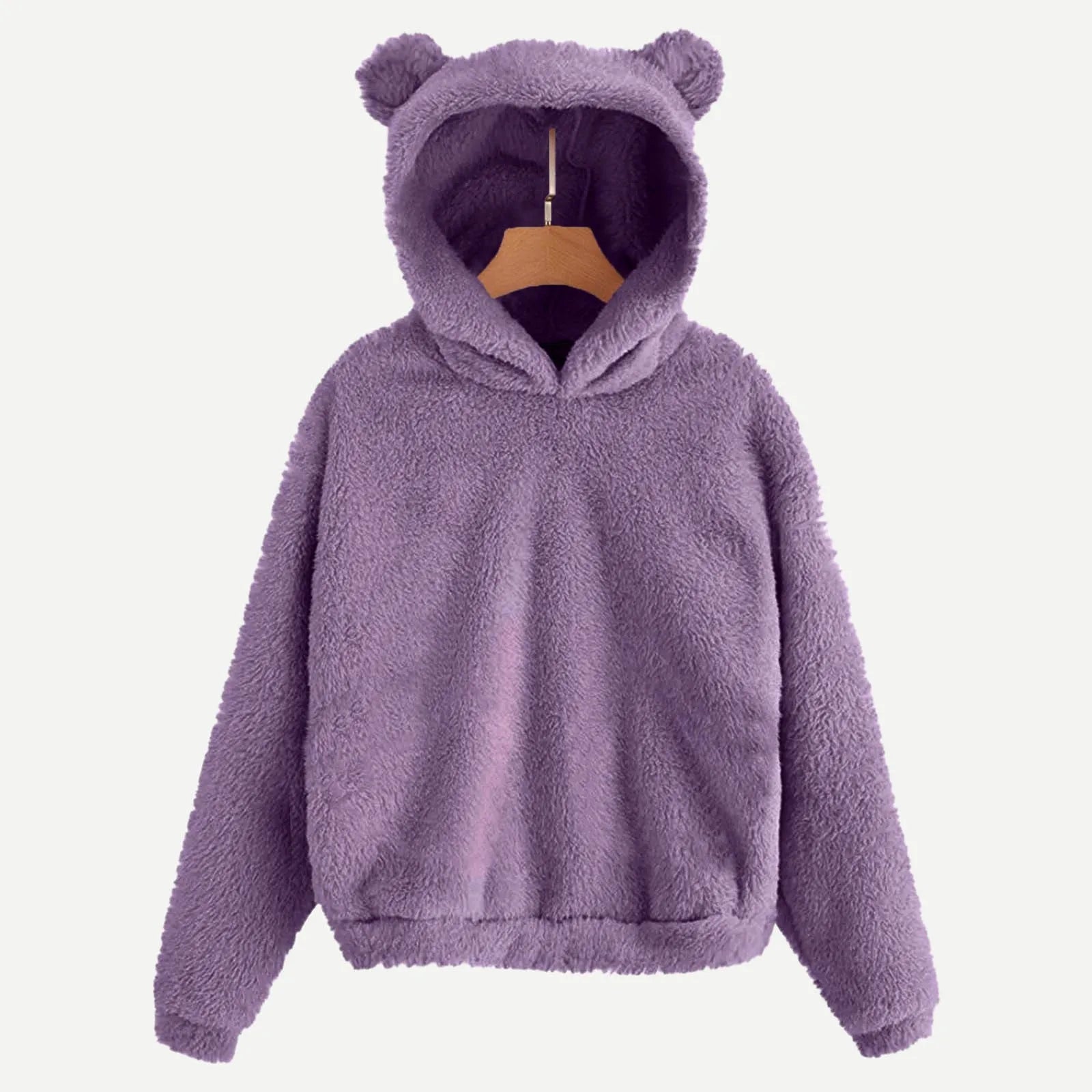 Cute Bear Ears Plush Hoodies Women 2024 Autumn Winter Pink Hoodie Long Sleeve Ladies Sweatshirt Sudaderas De Mujeres