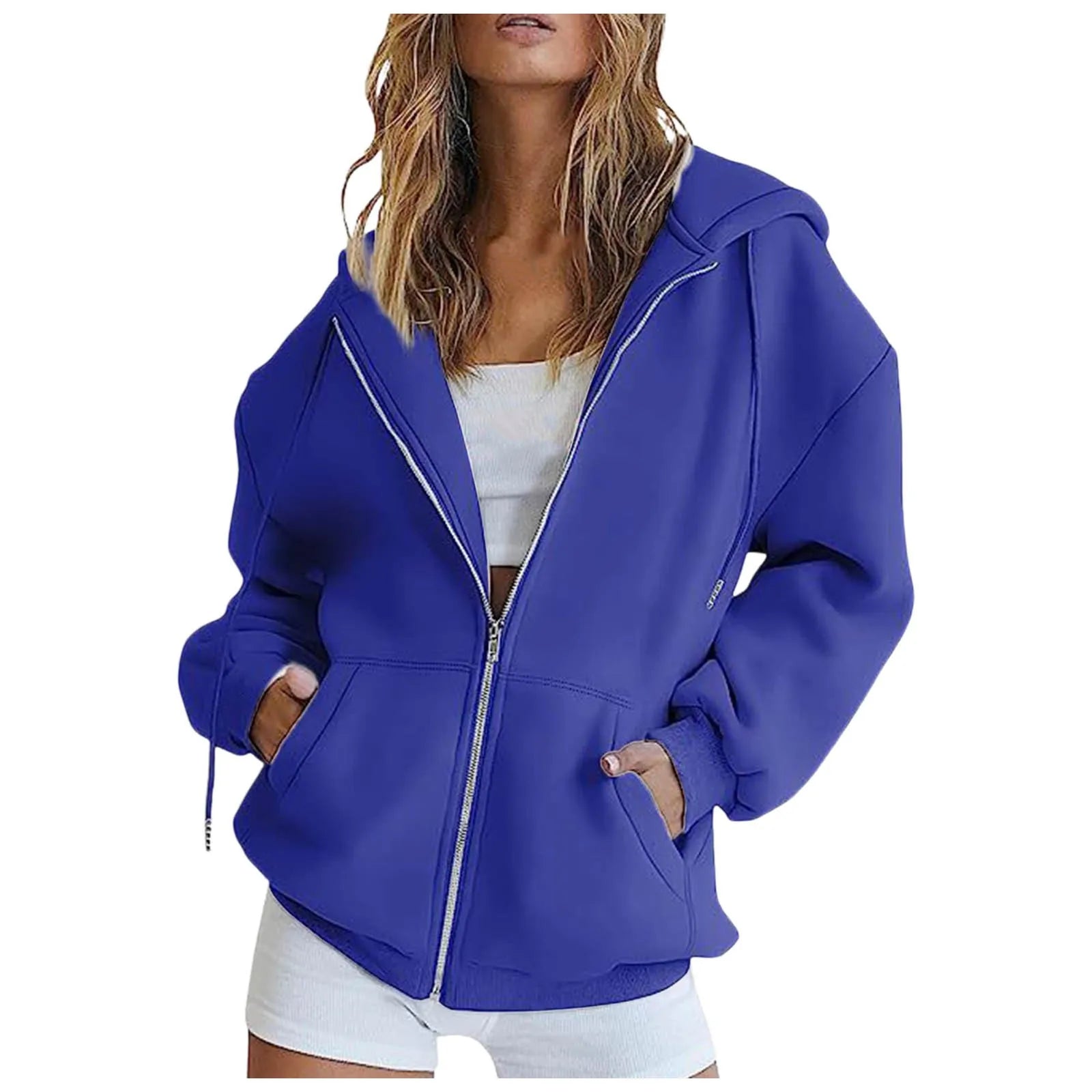 Women'S Casual Loose Cardigan Sweatshirt Solid Color Pocket Peplum Sweater Daily Commuter Street Style Hooded Sweatshirt