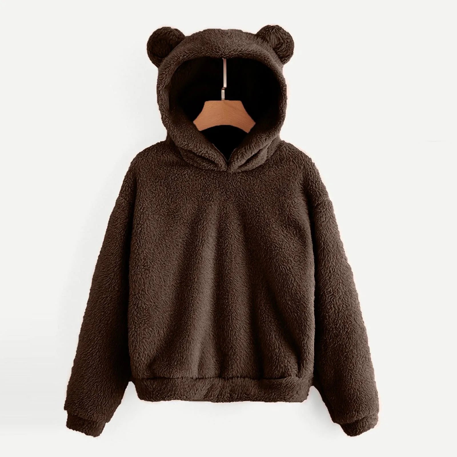 Cute Bear Ears Plush Hoodies Women 2024 Autumn Winter Pink Hoodie Long Sleeve Ladies Sweatshirt Sudaderas De Mujeres