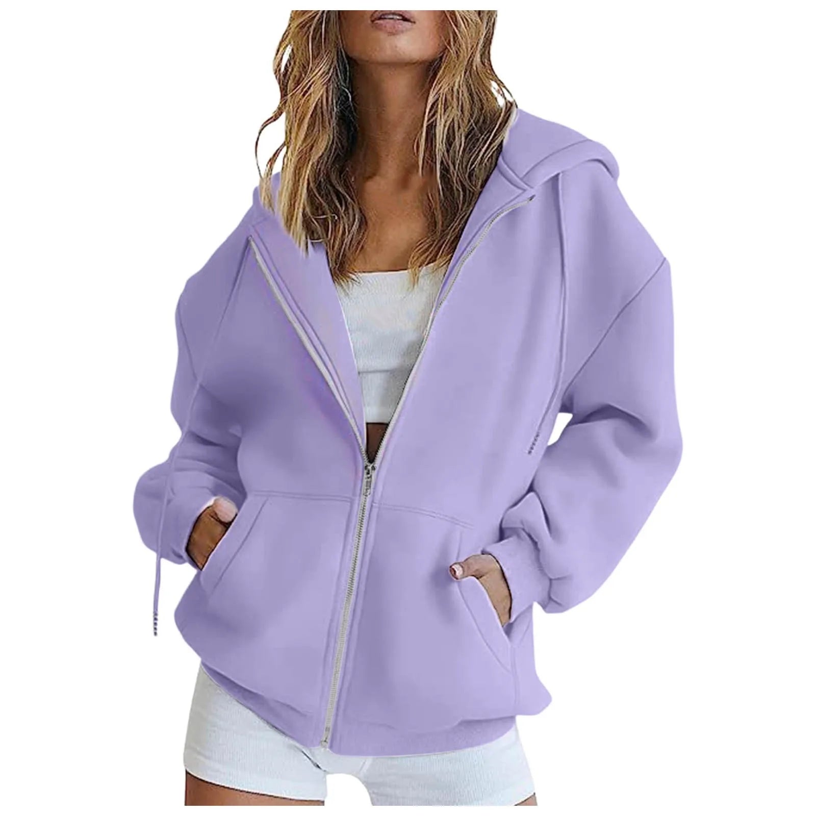 Women'S Casual Loose Cardigan Sweatshirt Solid Color Pocket Peplum Sweater Daily Commuter Street Style Hooded Sweatshirt