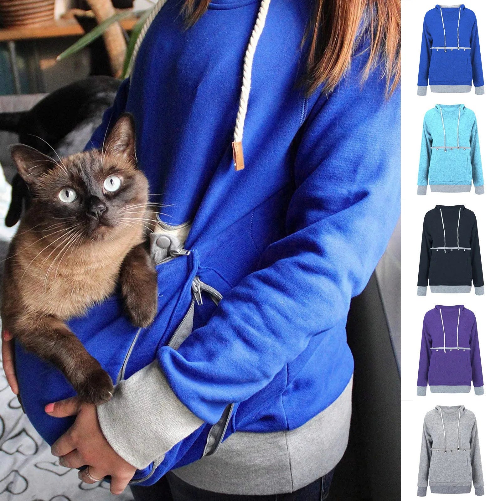 Winter Plush Cute Pet Carrier Holder Hoodies Women Sweatshirts New Kangaroo Dog Cat Pouch Large Pocket Coat Fleece Warm Pullover