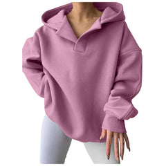 Women'S V Neck Oversized Hoodie With Pocket Fashion Trend Streetwear Classic Style Fleece Lined Sweatshirt Oversized Hoodie