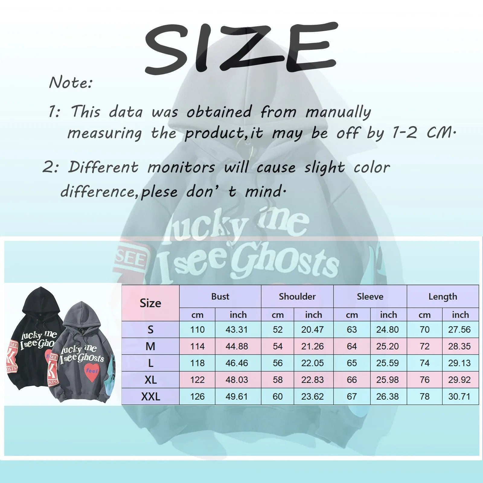 Graffiti Print Padded Sweatshirt Trendy Lucky Me I See Ghosts Graphic Y2k Hoodies American Classic Vintage Couple Sweatshirt