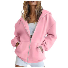 Women'S Casual Loose Cardigan Sweatshirt Solid Color Pocket Peplum Sweater Daily Commuter Street Style Hooded Sweatshirt