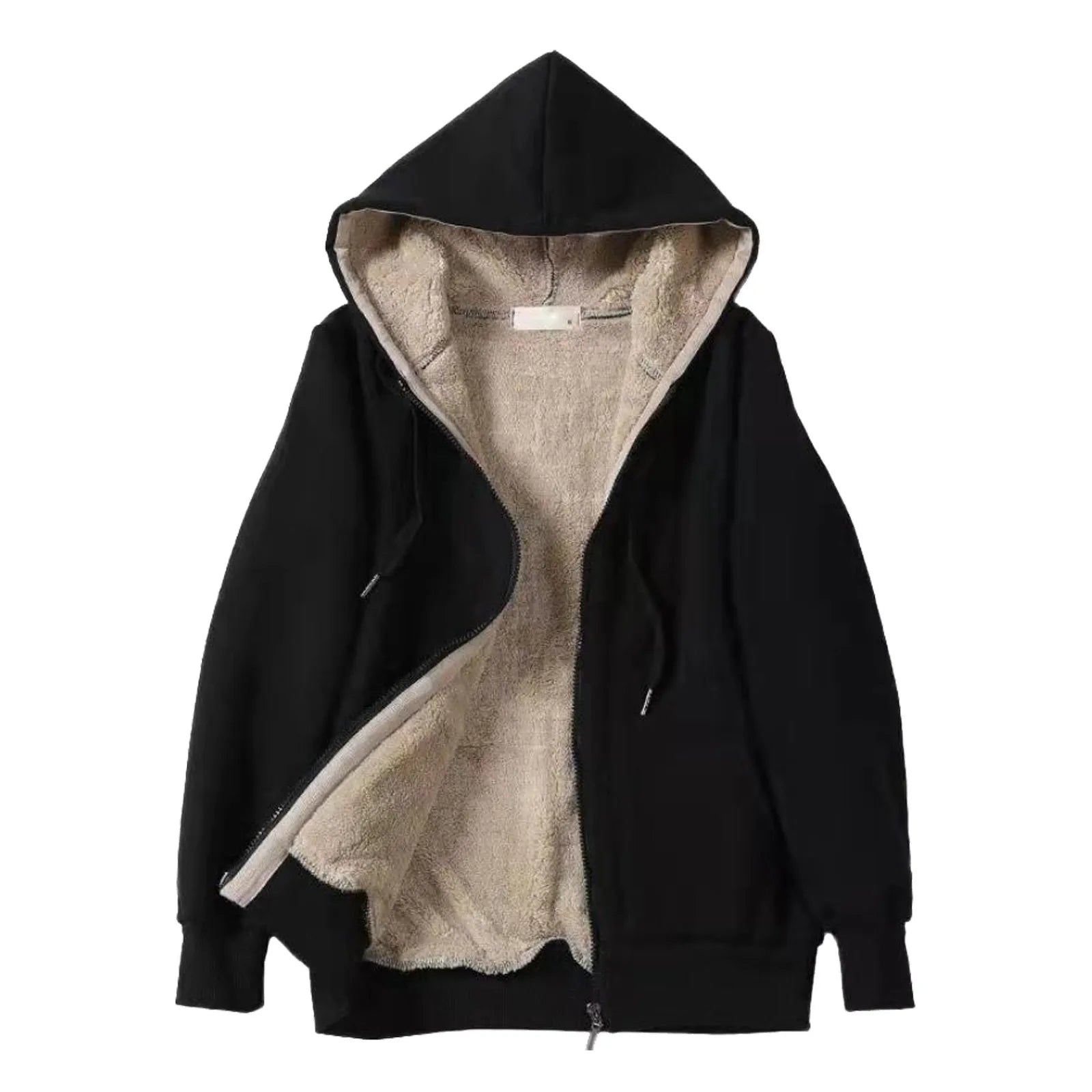 Women's Hoodies Lambswool Zipper Cardigan Velvet Thickened Winter Warm Loose Fashion Hooded Outwear Jackets Solid Sweatshirt