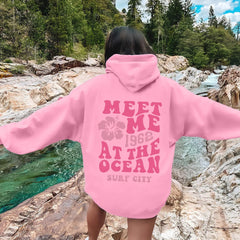 Hoodie Womens Letters Back Print Sweatshirts Long Sleeve Loose Trendy Pink Hoodies   Hooded Sweatshirt Streetwear Aesthetic Tops