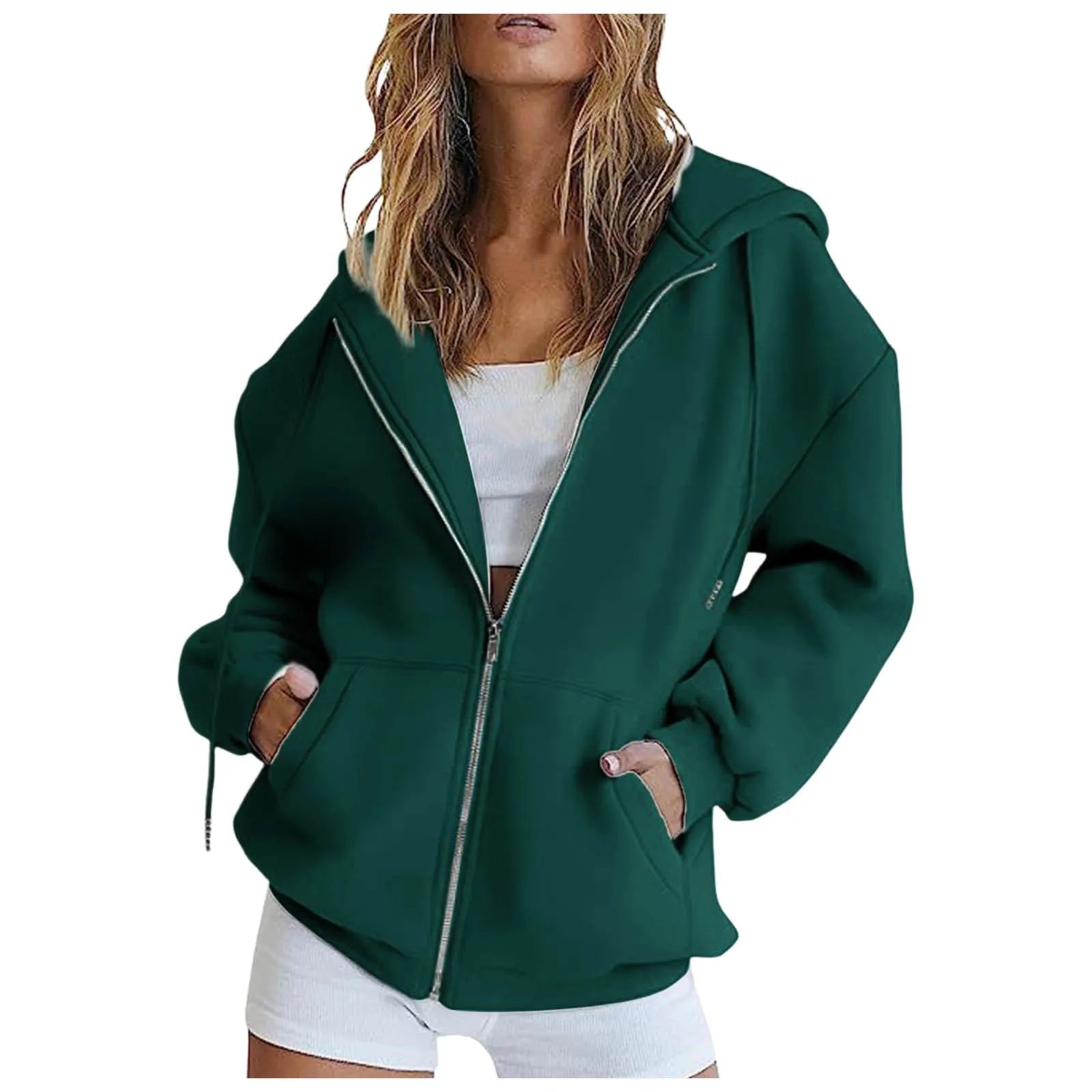 Women'S Casual Loose Cardigan Sweatshirt Solid Color Pocket Peplum Sweater Daily Commuter Street Style Hooded Sweatshirt