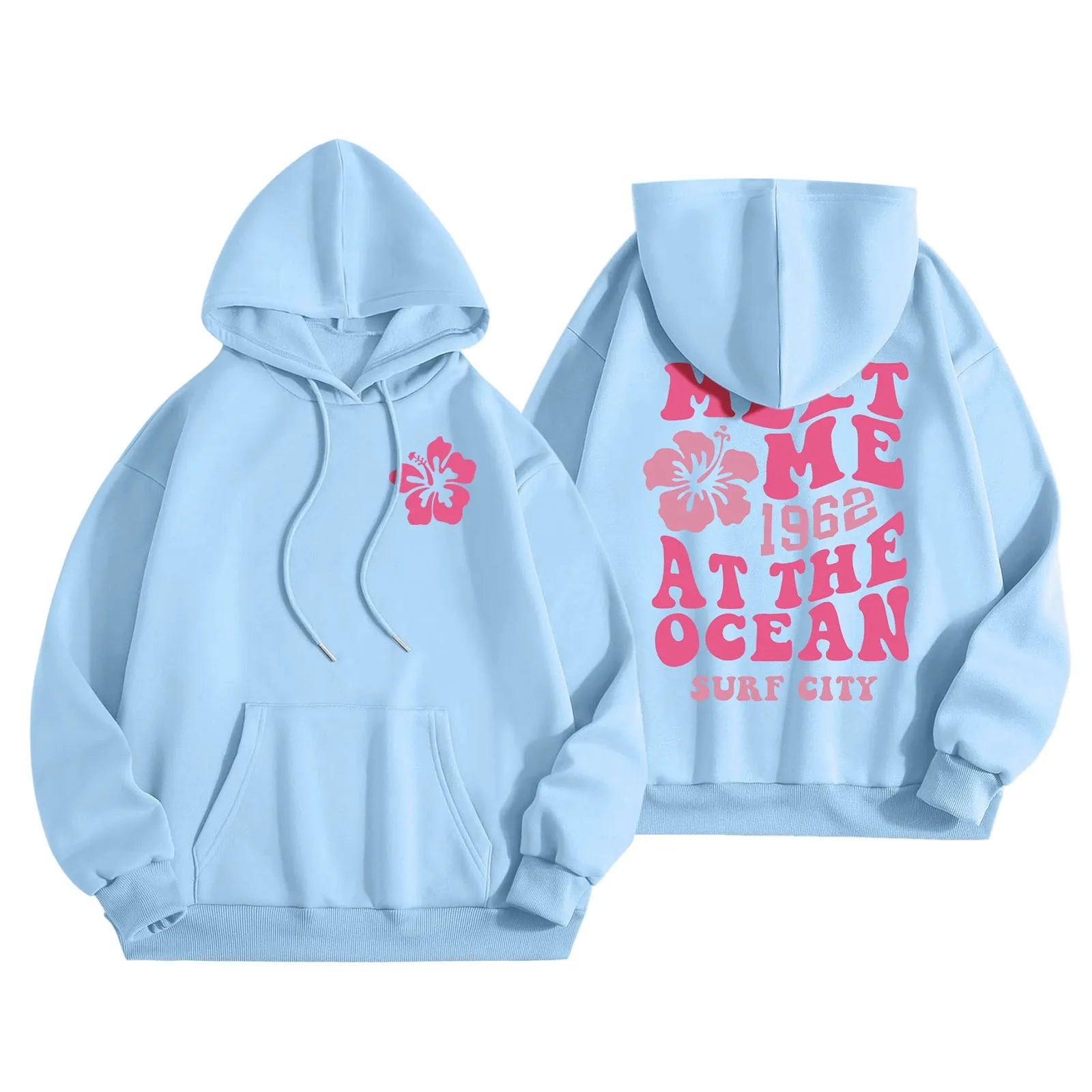 Hoodie Womens Letters Back Print Sweatshirts Long Sleeve Loose Trendy Pink Hoodies   Hooded Sweatshirt Streetwear Aesthetic Tops