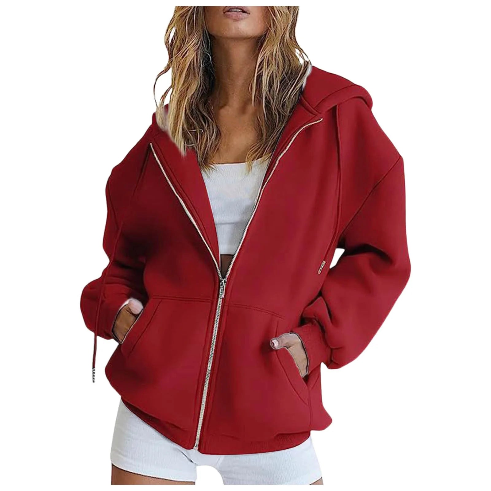 Women'S Casual Loose Cardigan Sweatshirt Solid Color Pocket Peplum Sweater Daily Commuter Street Style Hooded Sweatshirt