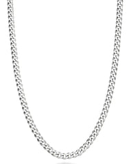 Miabella Italian Solid 925 Sterling Silver 3.5mm Diamond Cut Cuban Link Curb Chain Necklace for Women Men, Made in Italy Length 24 Inch