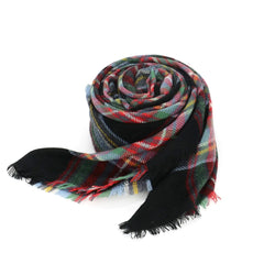 American Trends Womens Fall Winter Scarf Plaid Tassel Soft Warm Blanket Scarves Womens Shawl Wraps One Size Red & Black