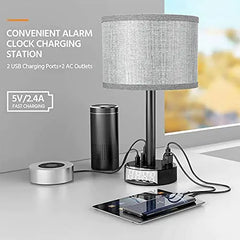 Bedside Table Lamp Alarm Clock Charging - 3 Brightness Level